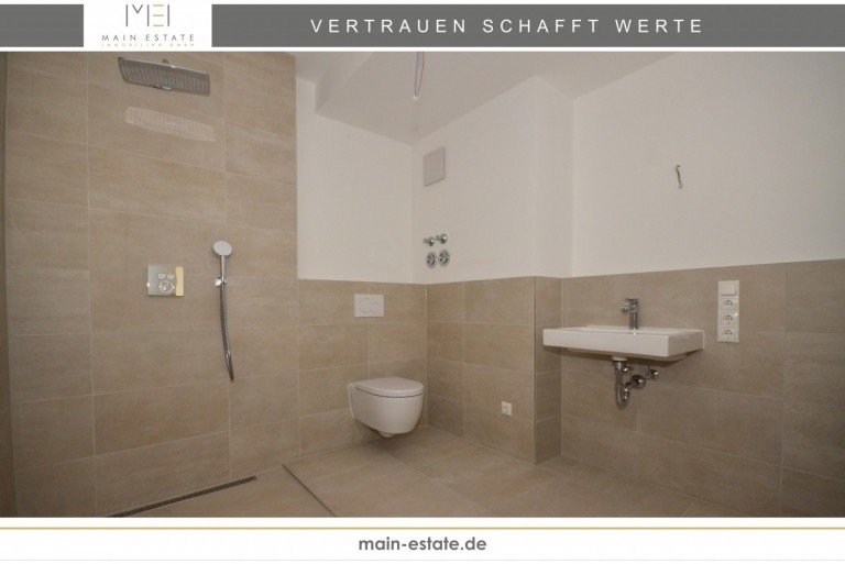 Badezimmer Frankfurt am Main Etagenwohnung PROVISIONSFREI ERSTBEZUG - Stilvolle 2-Zimmer-Etagenwohnung mit K�che und Loggia