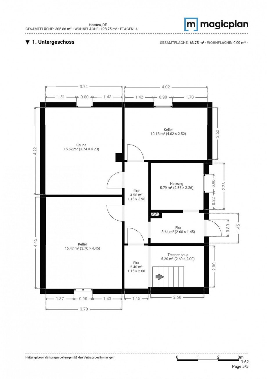 Grundriss Keller Doppelhaush�lfte Neu-Isenburg