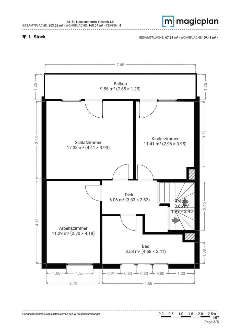 Grundriss Obergeschoss Expos� Reihenendhaus Heusenstamm