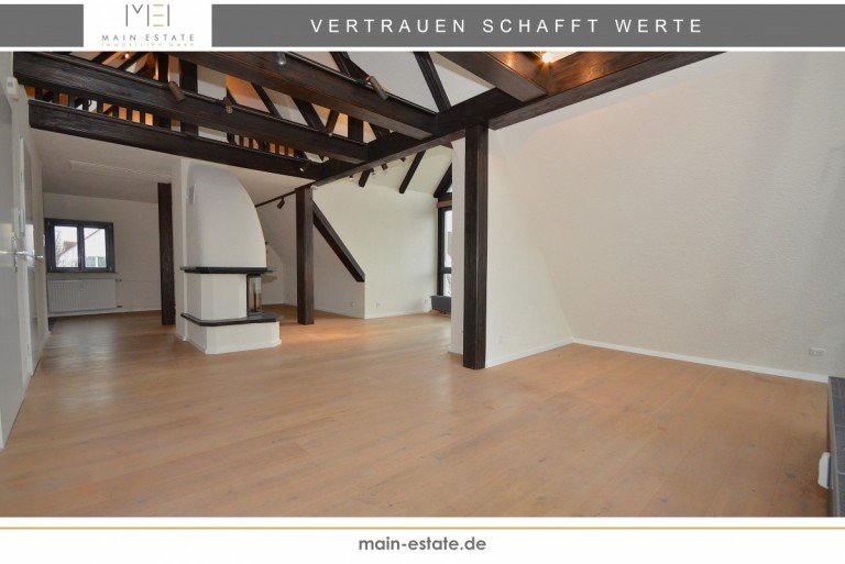 Offener Wohnbereich mit Kamin Offenbach am Main Dachgeschosswohnung Einzigartiges Wohngef�hl - Lichtdurchflutetes Dachgeschoss mit Kamin & Klimaanlage