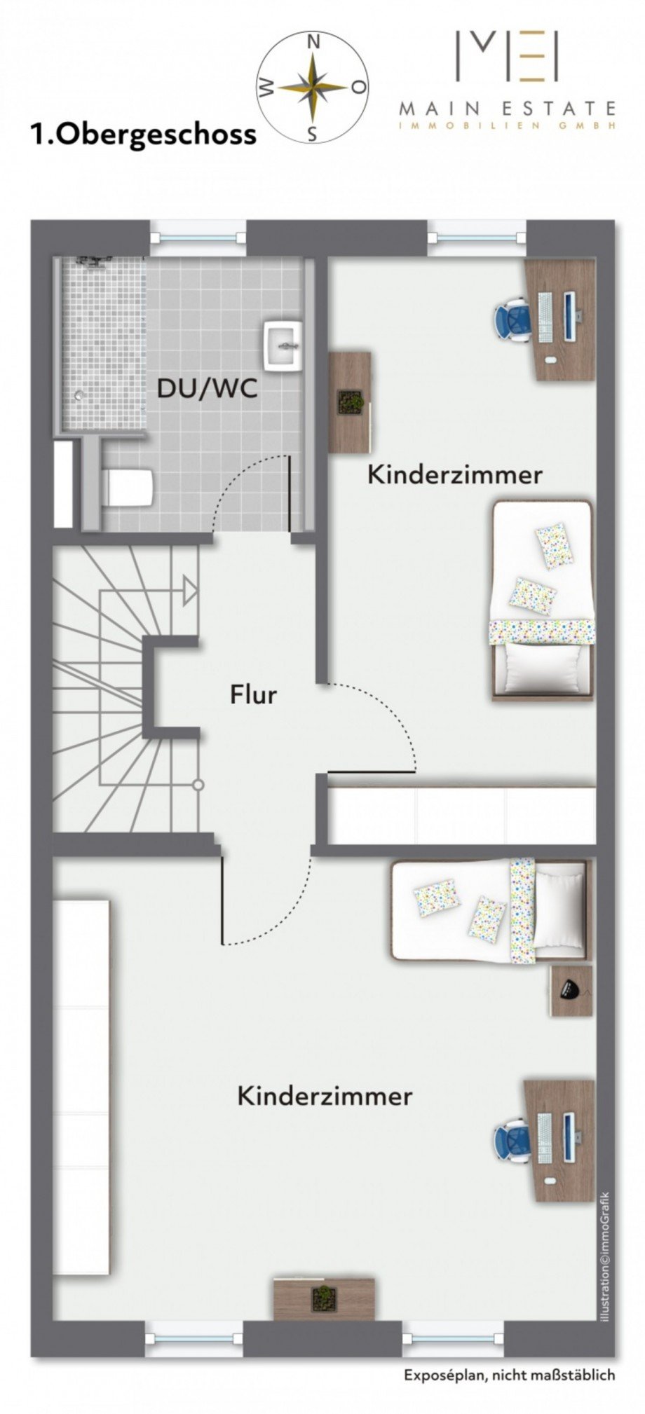 Grundriss Obergeschoss Reihenmittelhaus Neu-Isenburg
