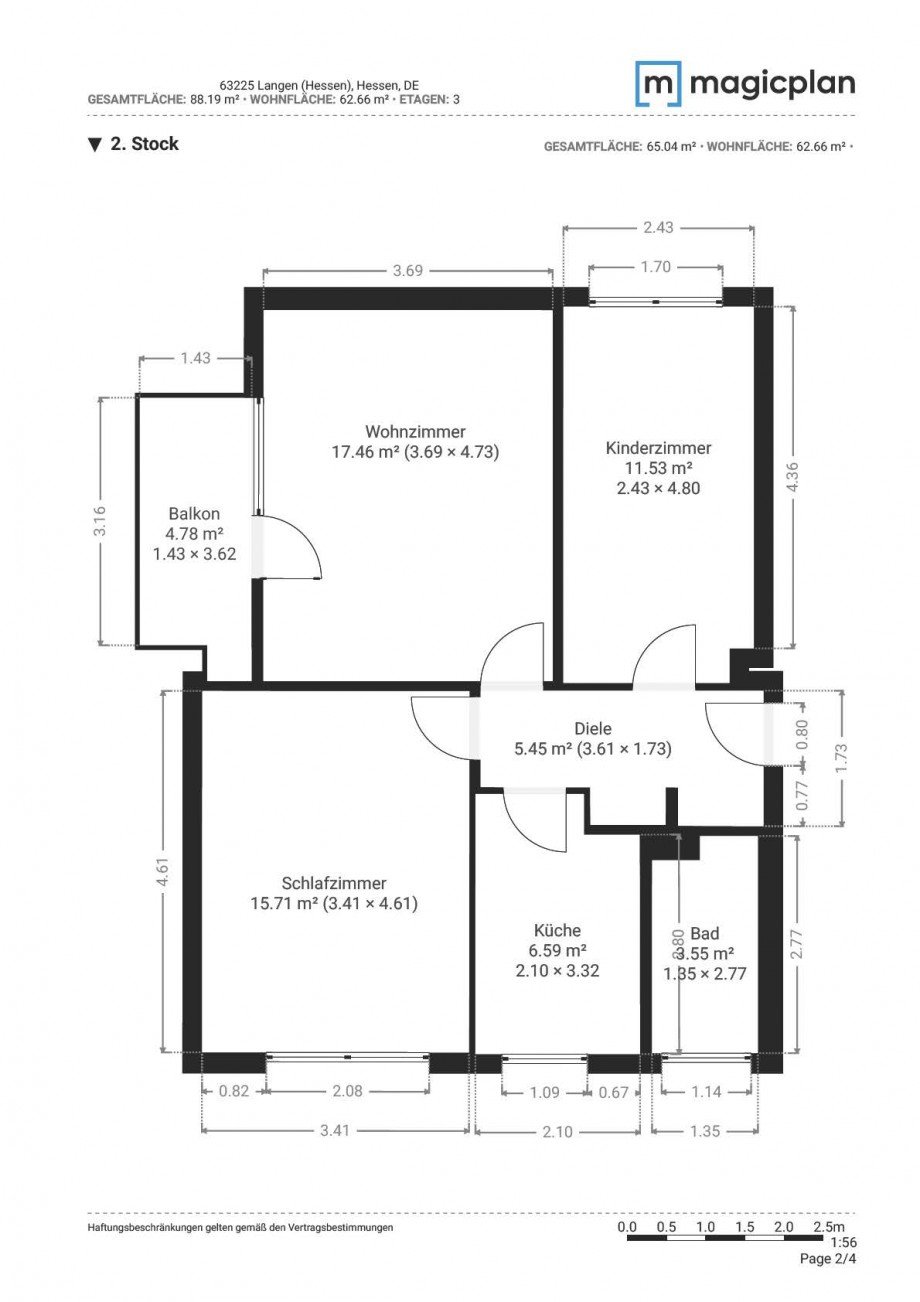 Grundriss Wohnung Etagenwohnung Langen