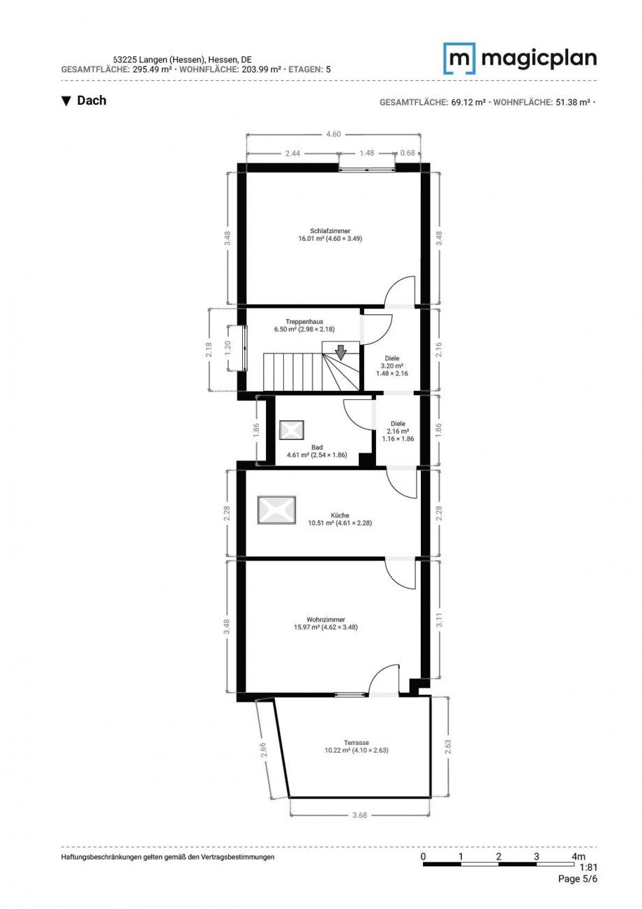 Grundriss Dachgeschoss Expos� Mehrfamilienhaus Langen (Hessen)