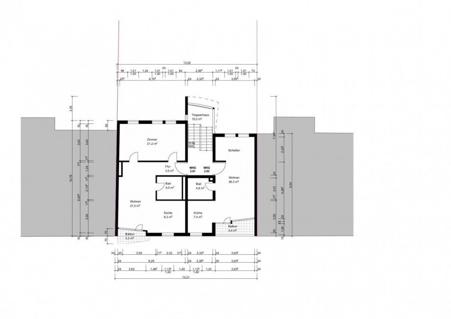 Grundriss 2. Obergeschoss Mehrfamilienhaus Neu-Isenburg