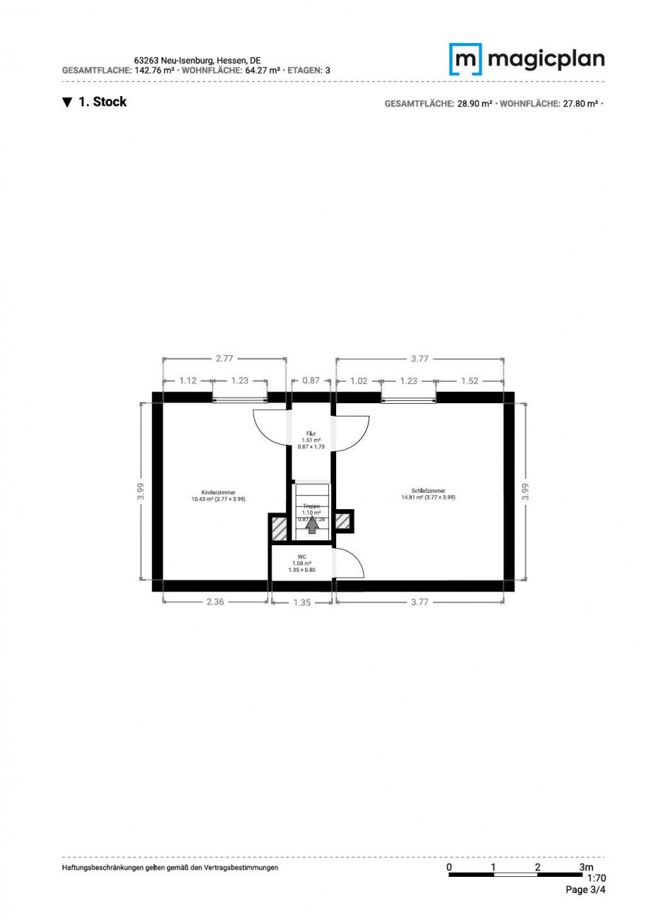 Grundriss OG Doppelhaush�lfte Neu-Isenburg