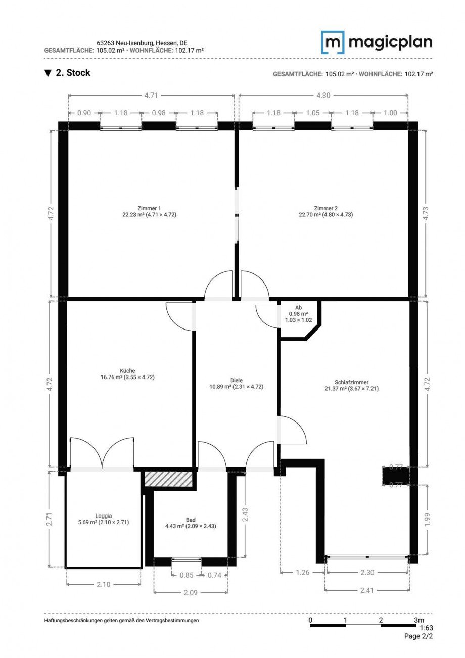 Grundriss Expos� Etagenwohnung Neu-Isenburg