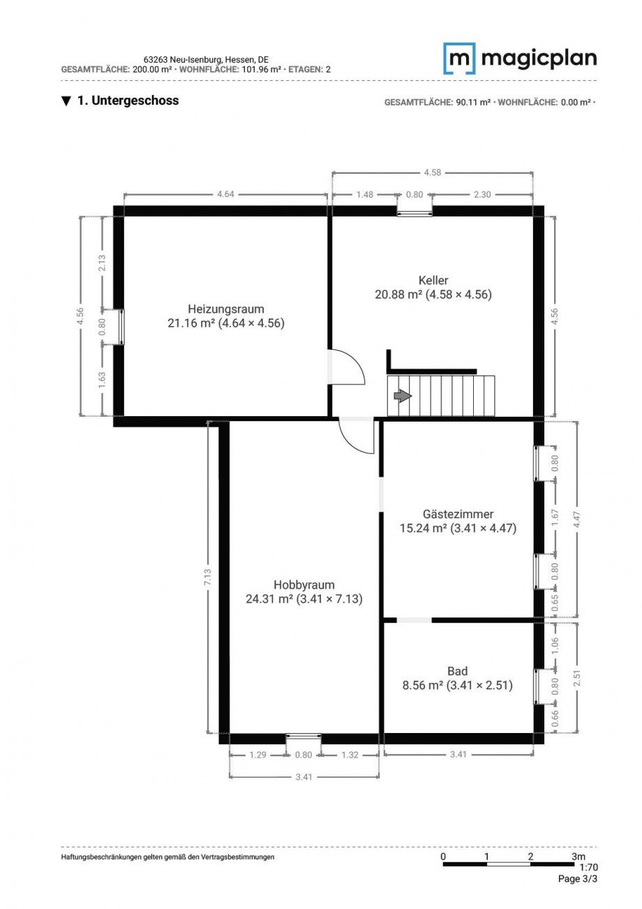 Grundriss Kellergeschoss Hinterhaus Renditeobjekt Neu-Isenburg