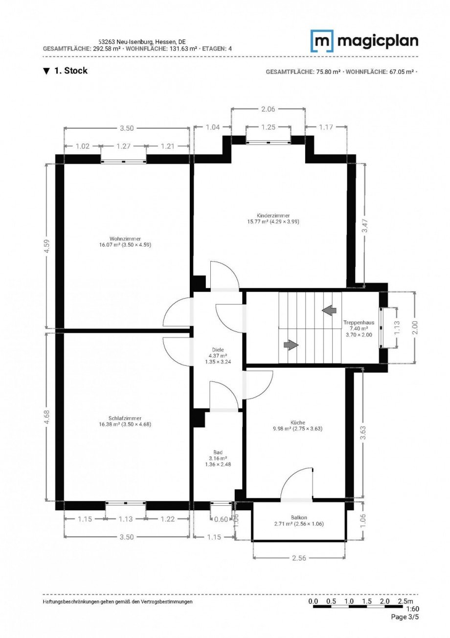 Grundriss OG Doppelhaush�lfte Neu-Isenburg
