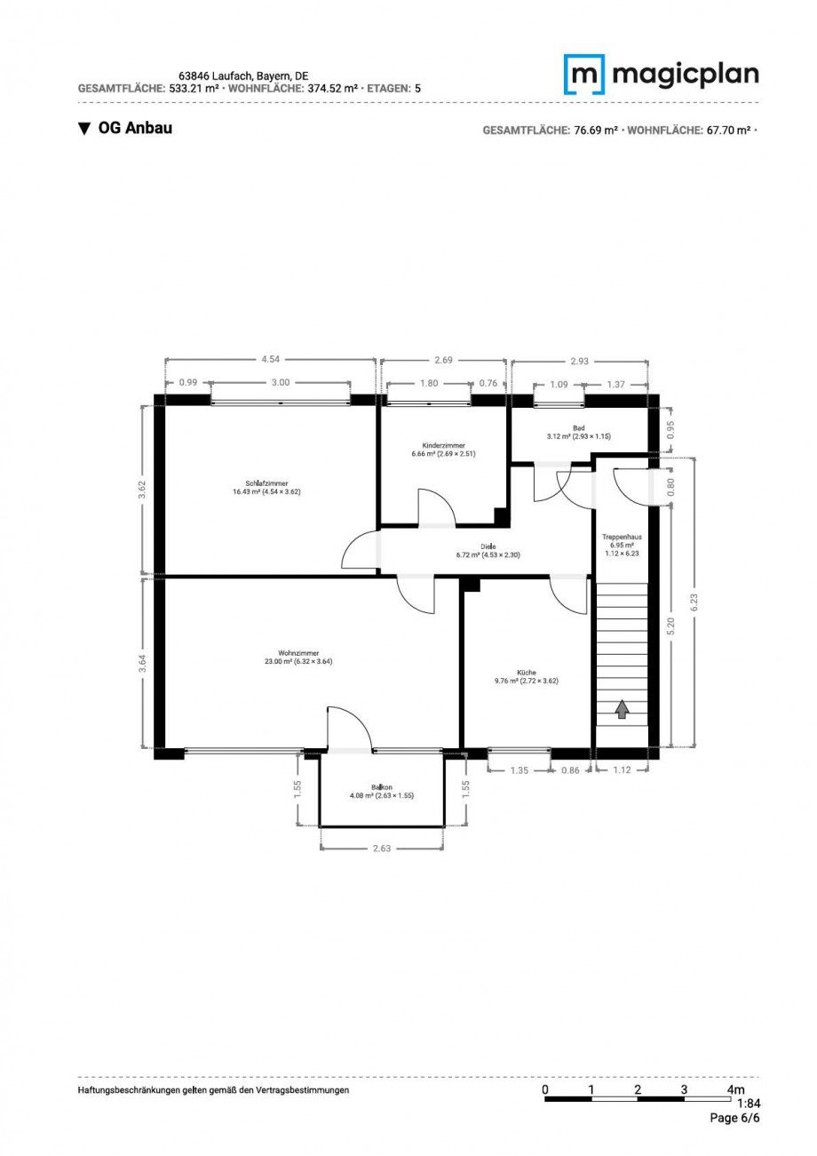 Grundriss 1. OG Anbau Mehrfamilienhaus Laufach