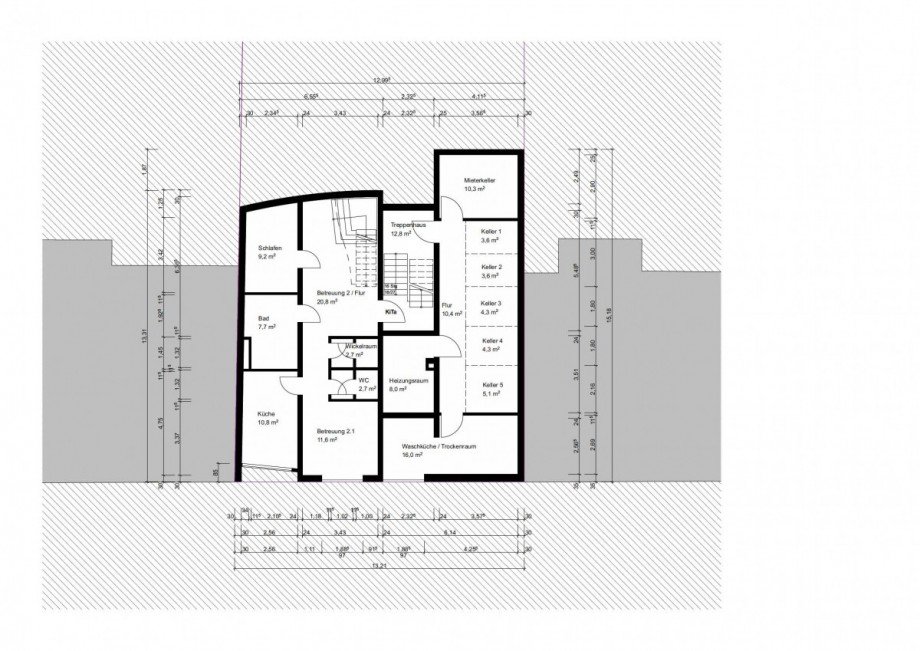 Grundriss Kellergeschoss Mehrfamilienhaus Neu-Isenburg