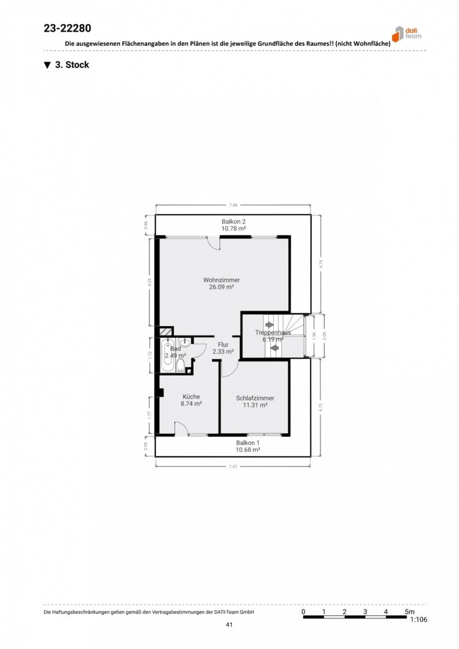 Grundriss 3. OG Mehrfamilienhaus Neu-Isenburg