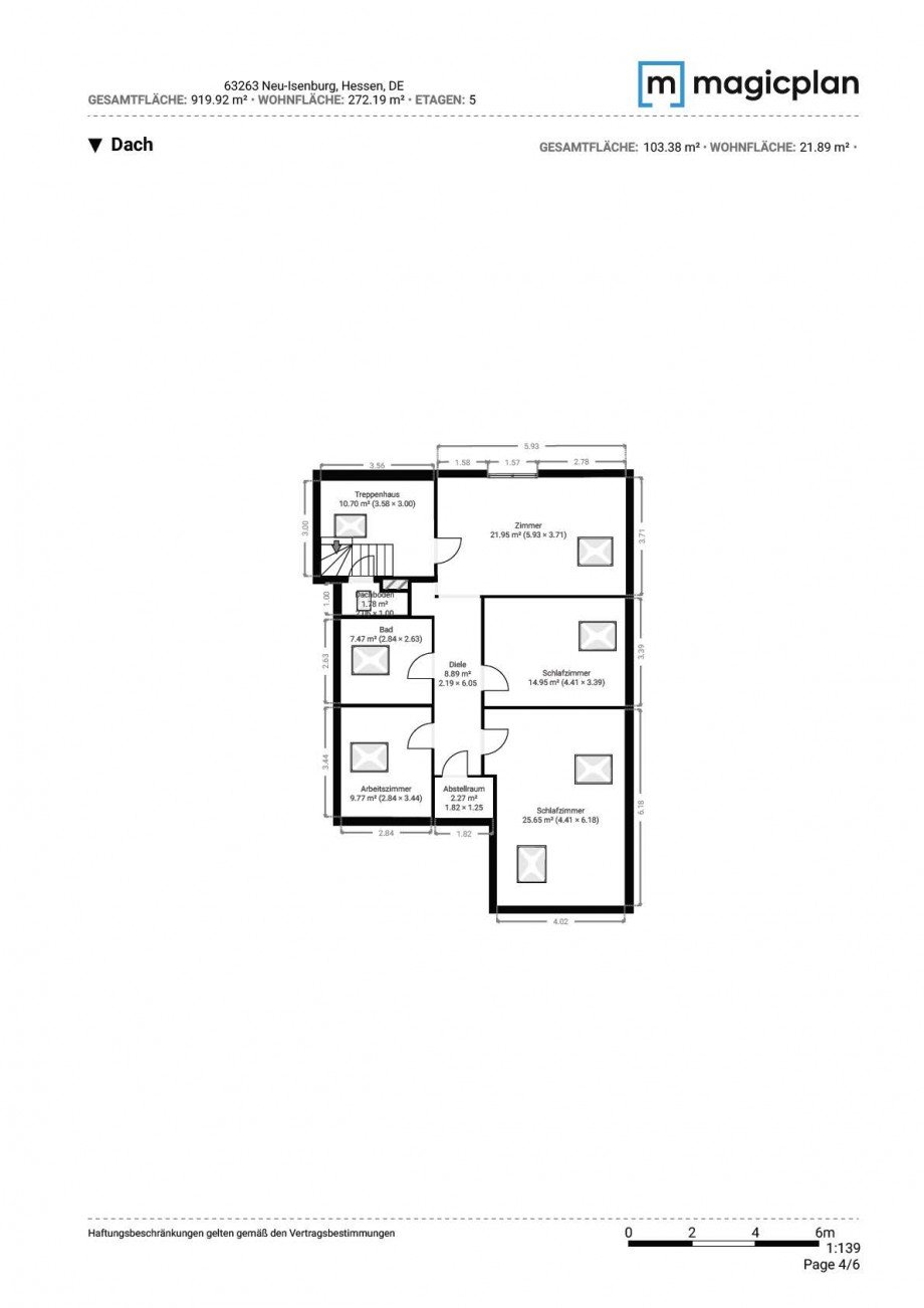 Grundriss Dachgeschoss Gewerbegrundst�ck Neu-Isenburg