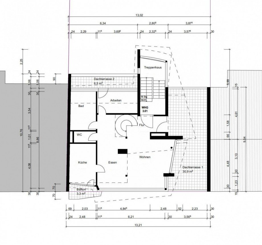 Grundriss 3. Obergeschoss Maisonettewohnung Neu-Isenburg