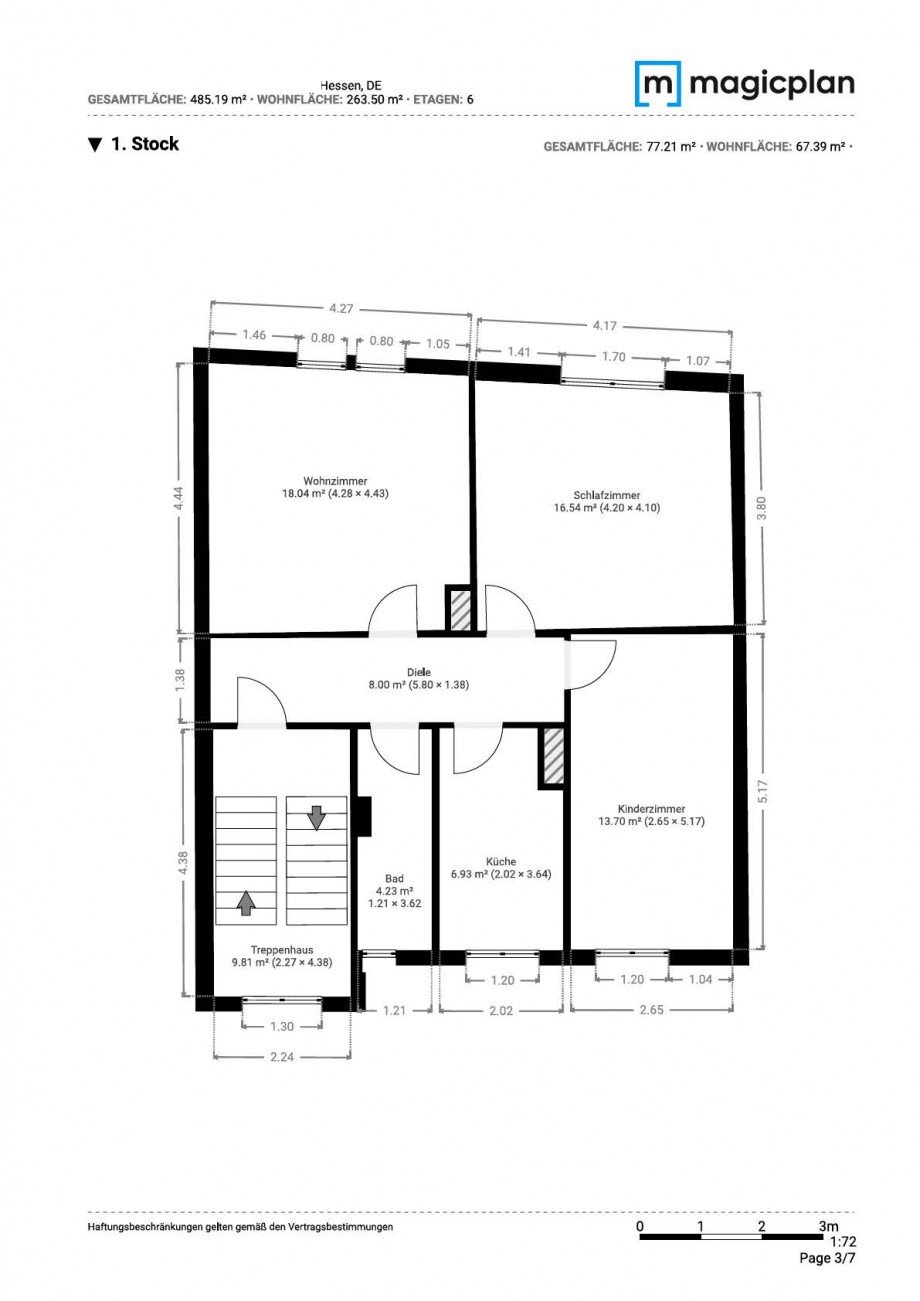 Grundriss 1. OG Mehrfamilienhaus Frankfurt am Main