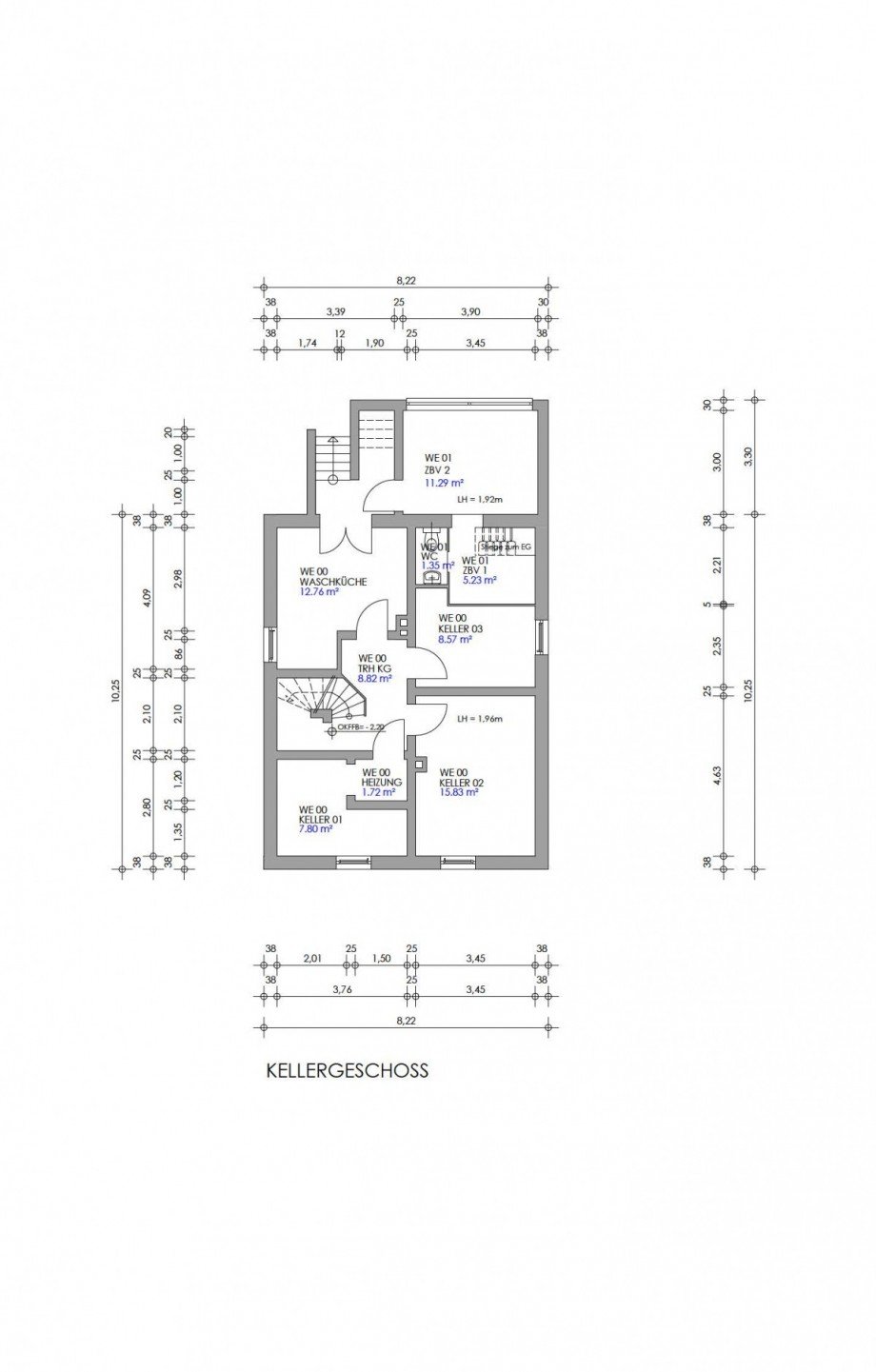 Grundriss Kellergeschoss Mehrfamilienhaus Neu-Isenburg