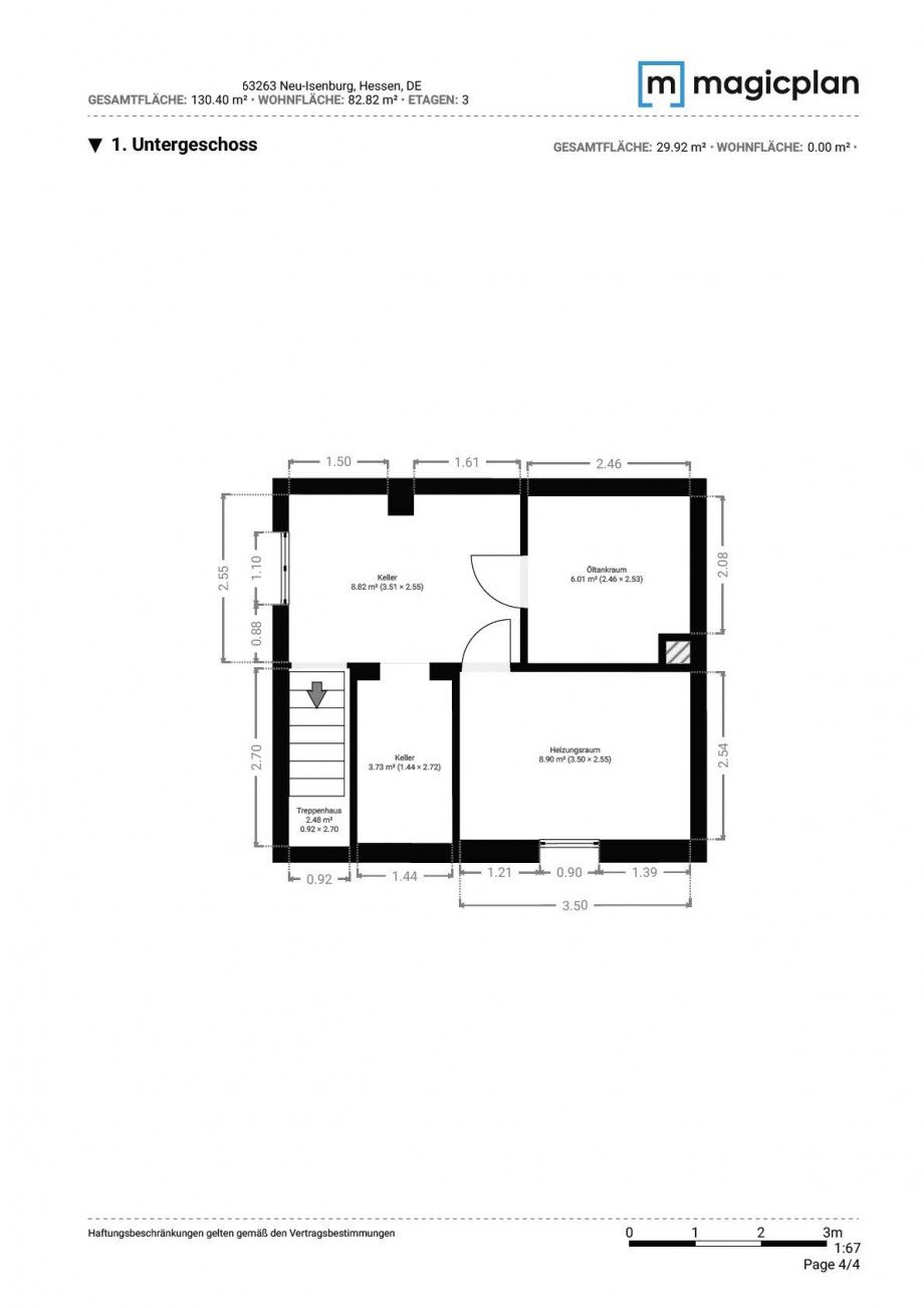 Grundriss Kellergeschoss Doppelhaush�lfte Neu-Isenburg