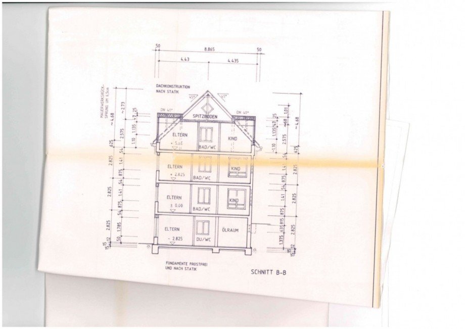 Schnitt B-B Mehrfamilienhaus Flieden