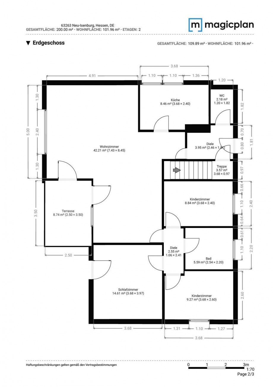 Grundriss Erdgeschoss Hinterhaus Wohngrundst�ck Neu-Isenburg