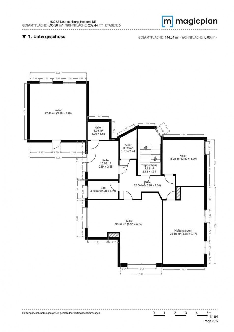 Grundriss Kellergeschoss Wohngrundst�ck Neu-Isenburg