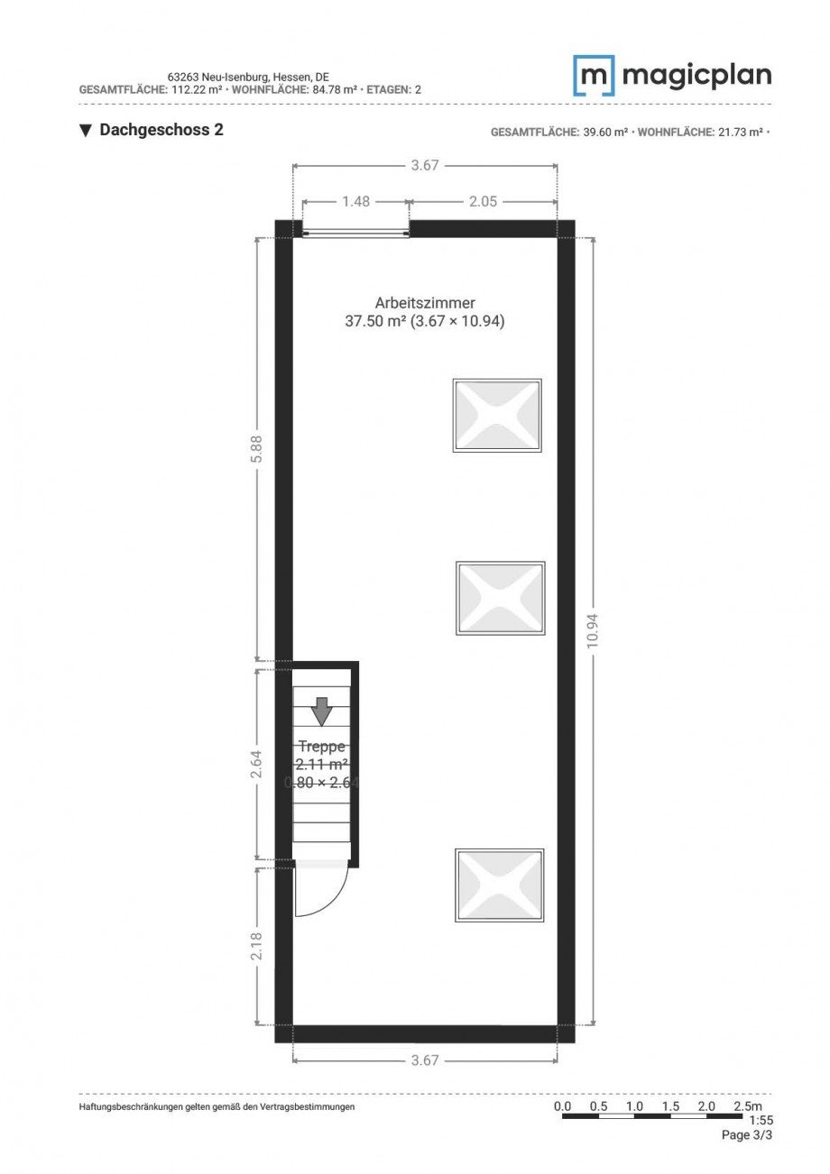 Grundriss Spitzboden Maisonettewohnung Neu-Isenburg