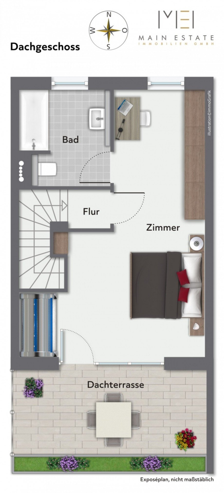 Grundriss Dachgeschoss Reihenmittelhaus Neu-Isenburg