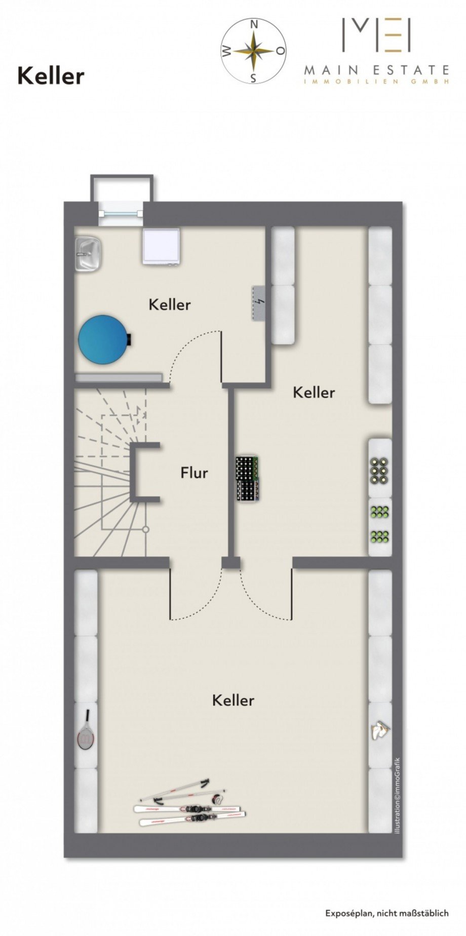 Grundriss Keller Reihenmittelhaus Neu-Isenburg