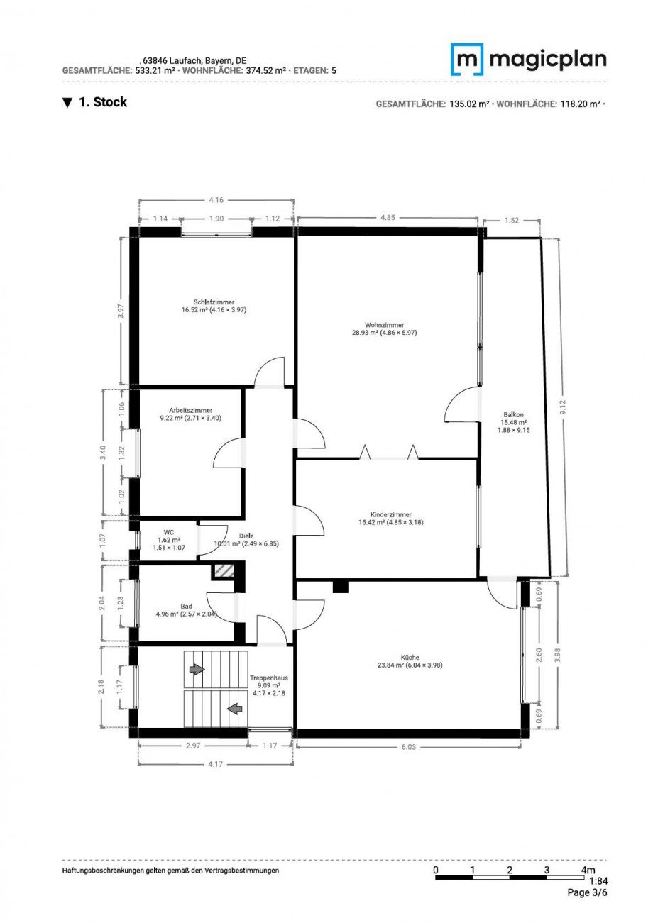 Grundriss 1. OG Mehrfamilienhaus Laufach