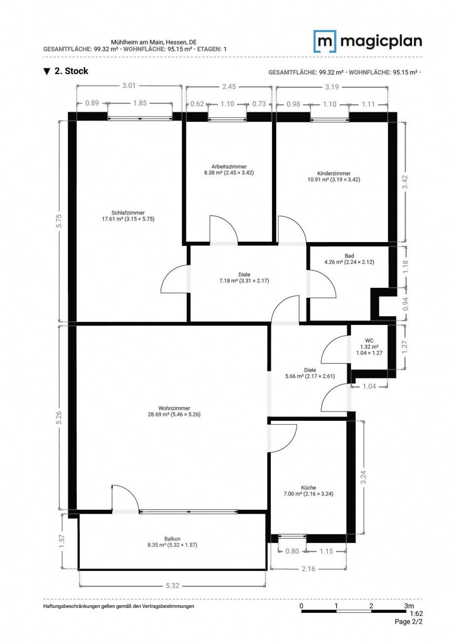 Grundriss Etagenwohnung M�hlheim am Main