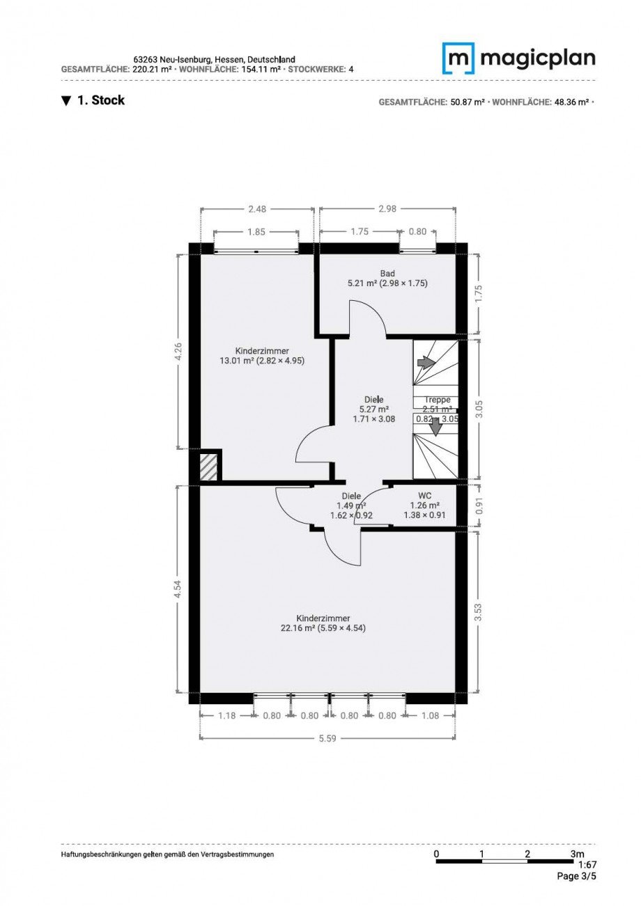 Grundriss 1. OG Reihenendhaus Neu-Isenburg