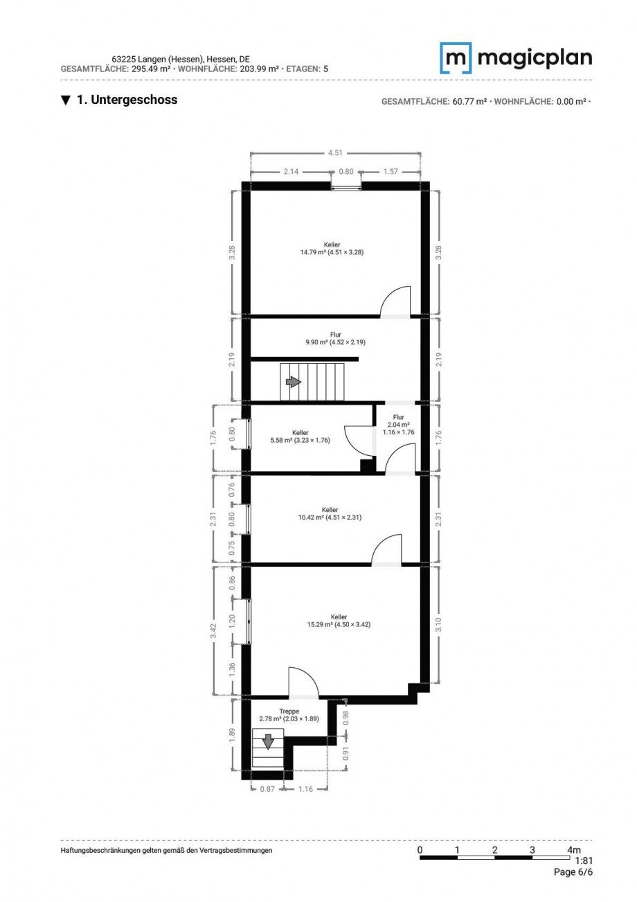 Grundriss Kellergeschoss Expos� Mehrfamilienhaus Langen (Hessen)