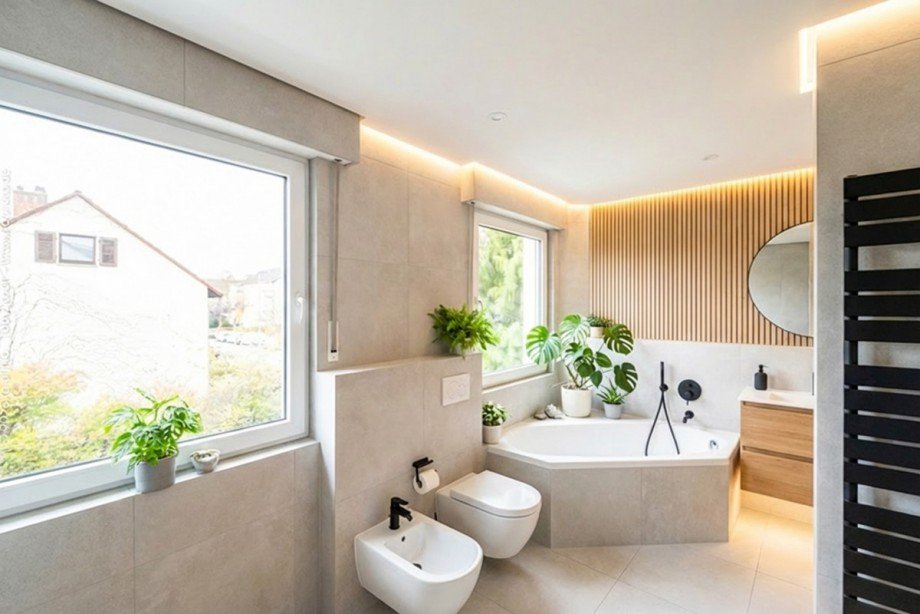 Badezimmer / Masterbad - OG - Virtual Staging Doppelhaush�lfte Neu-Isenburg