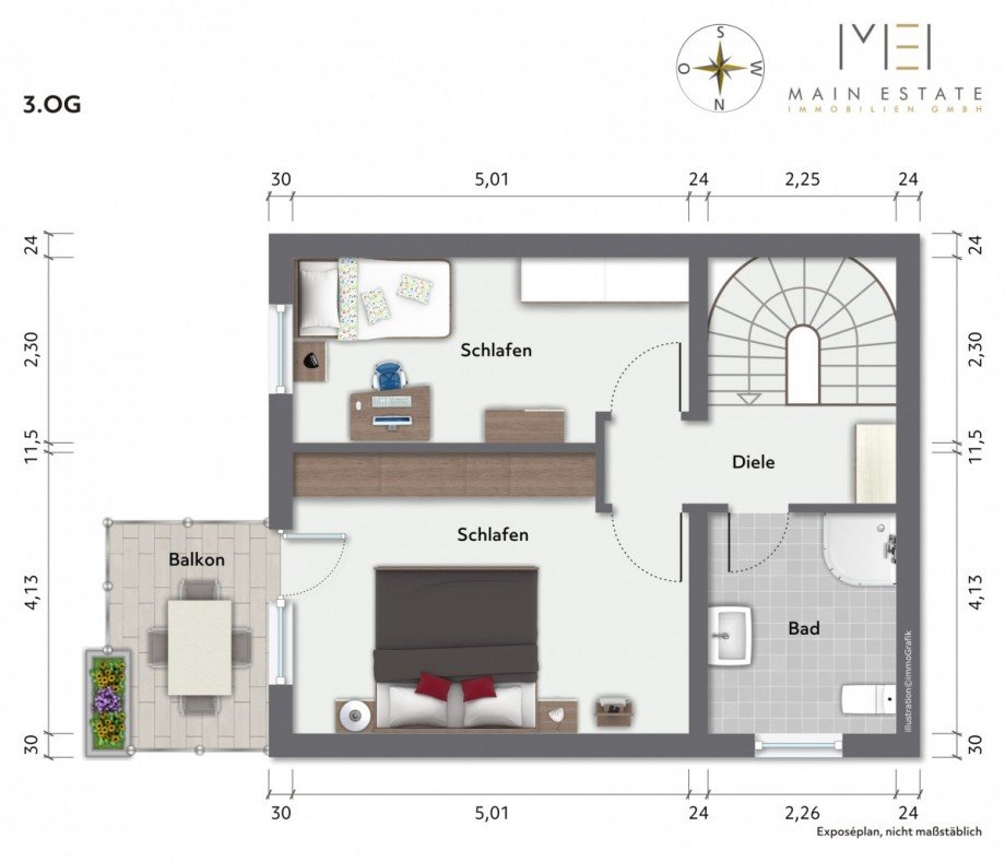 immoGrafik-Exposeplan-29735003001-K1-DINA3 Maisonettewohnung Neu-Isenburg
