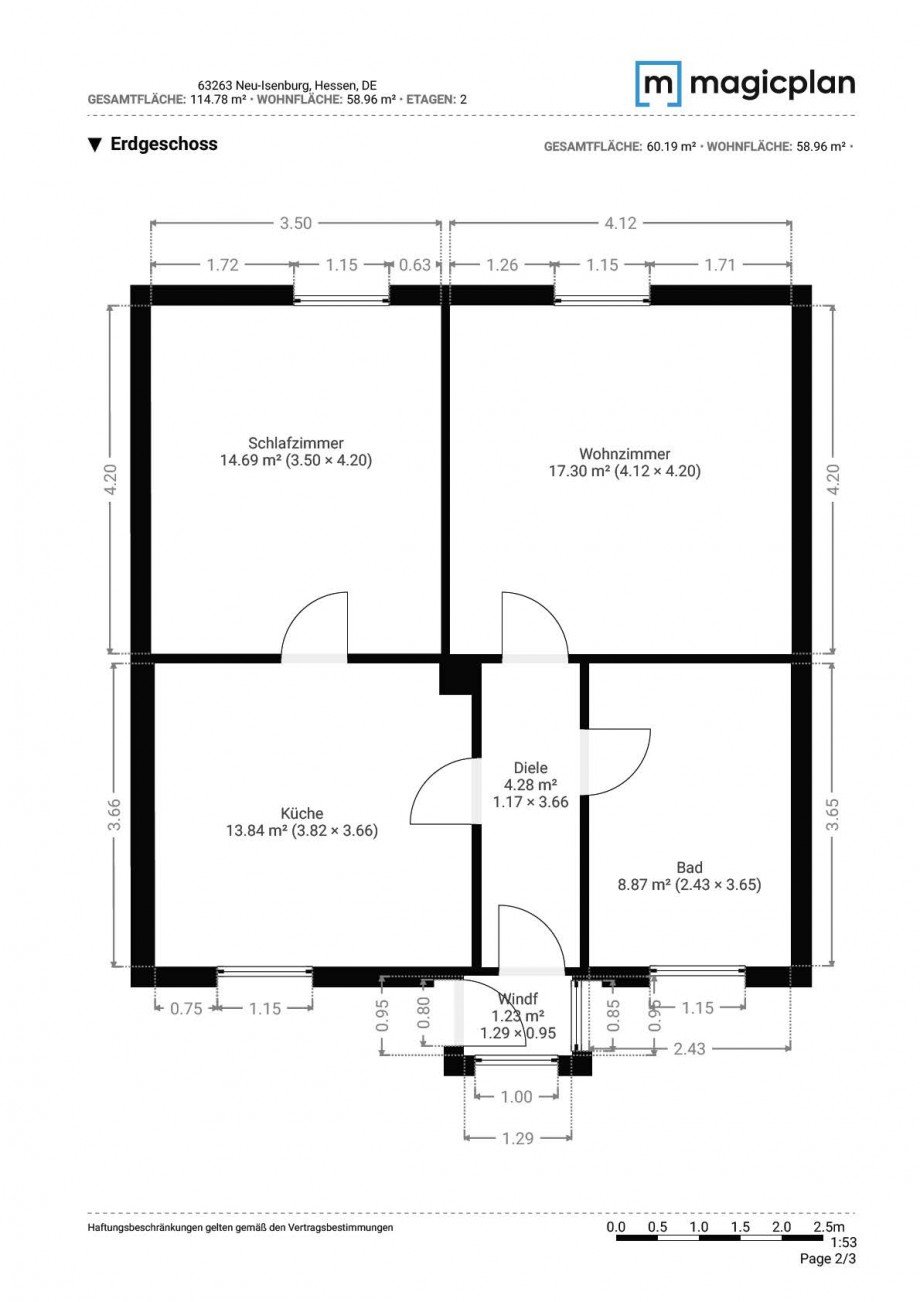 Grundriss Erdgeschoss Vorderhaus Wohngrundst�ck Neu-Isenburg