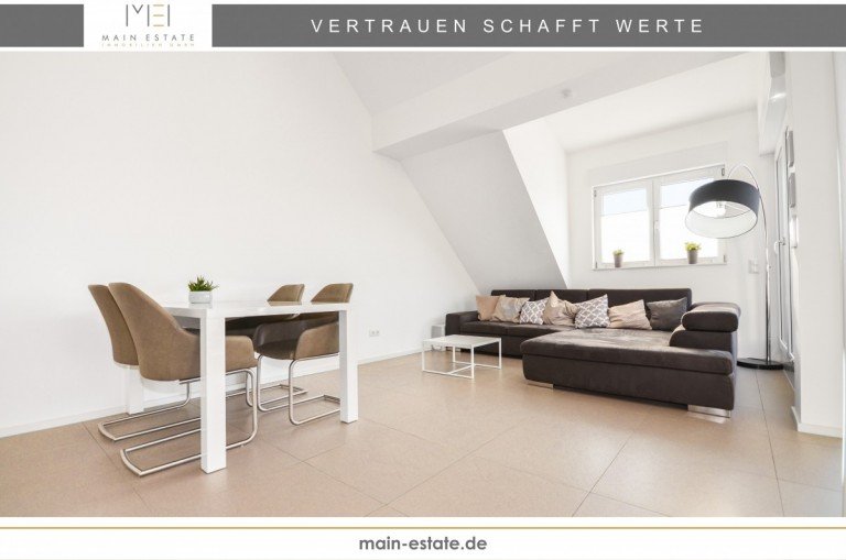 Wohnzimmer Neu-Isenburg Dachgeschosswohnung Dachgeschosswohnung mit Balkon in begehrter Wohnlage von Neu-Isenburg