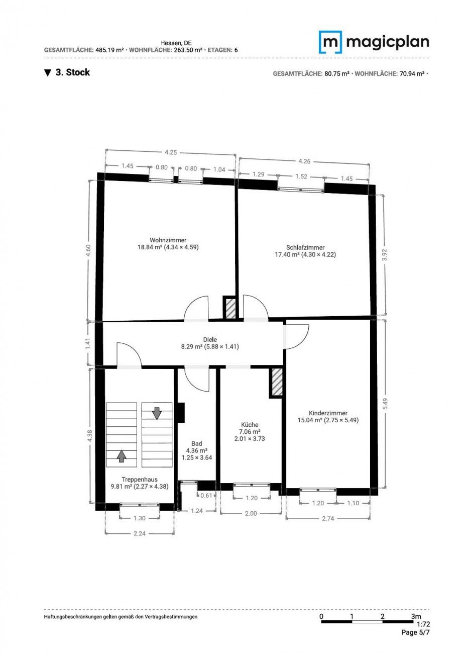 Grundriss 3. OG Mehrfamilienhaus Frankfurt am Main