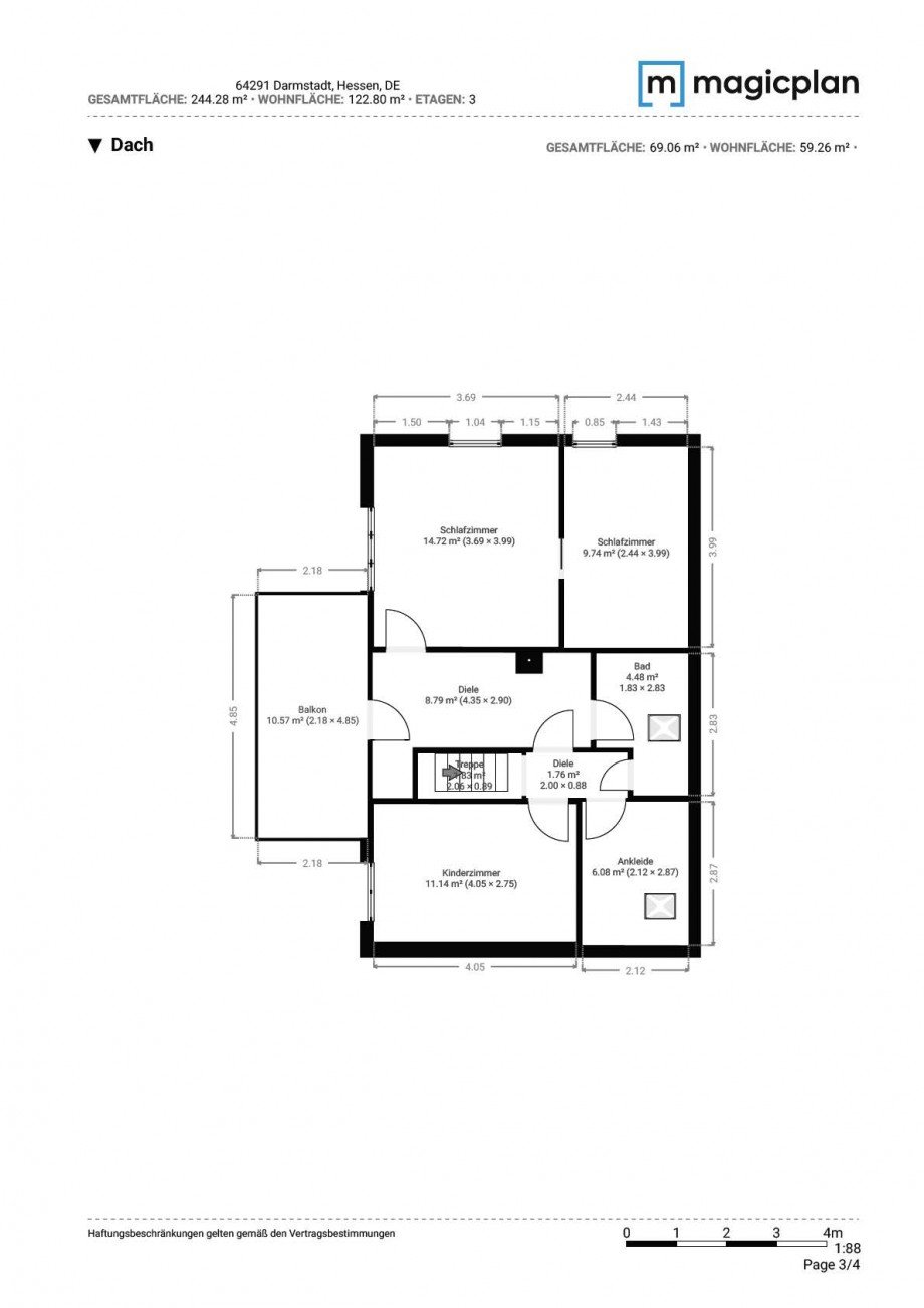 Grundriss DG Einfamilienhaus Darmstadt
