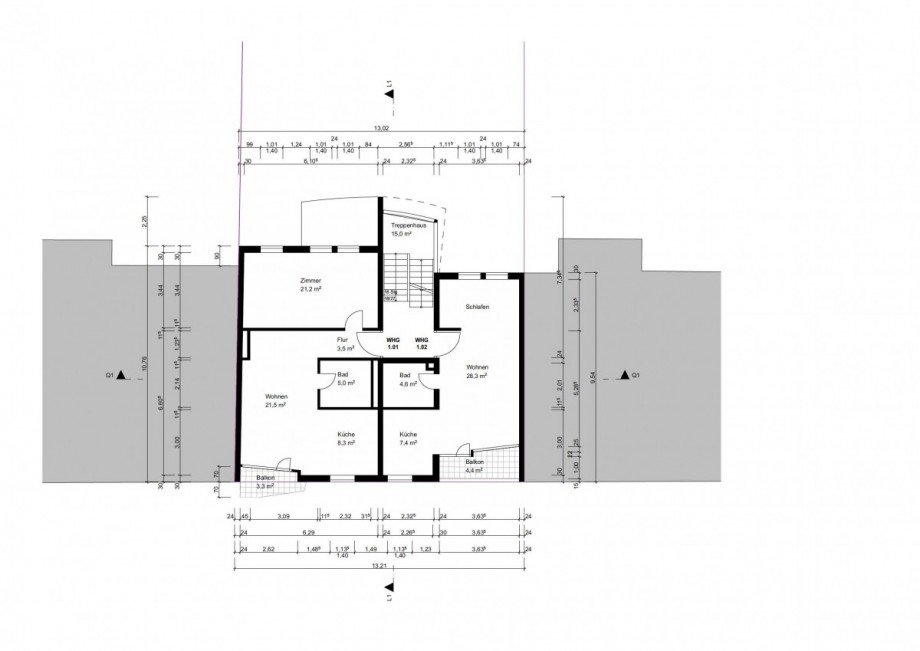 Grundriss 1. Obergeschoss Mehrfamilienhaus Neu-Isenburg