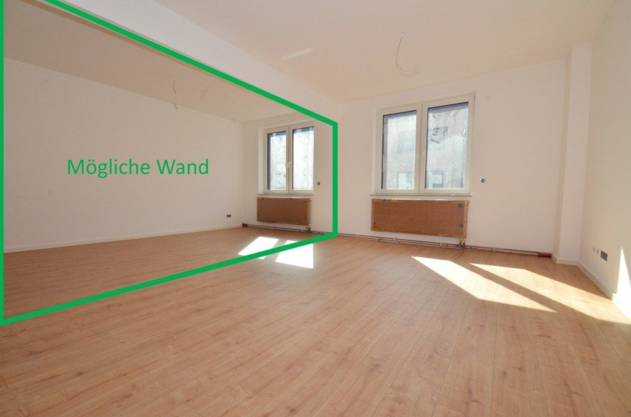 Wohnzimmer mit m�glicher Trennwand Etagenwohnung Neu-Isenburg